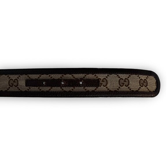 Gucci Bronze Monogram Canvas Leather Interlocking G Buckle Belt Size 85 main image 2
